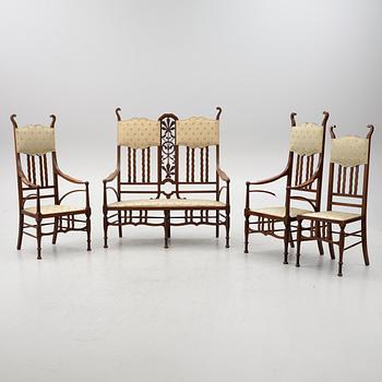 Sofa, 2 armchairs, chair, Jugend, around the year 1900.