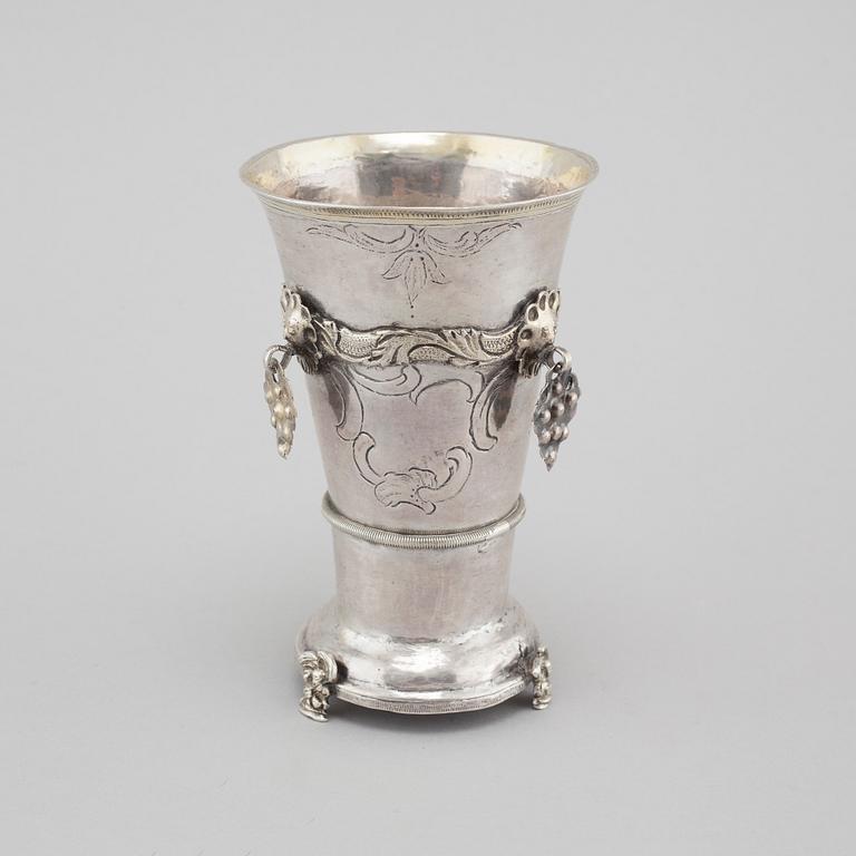 An 18th century silver goblet with no markings.