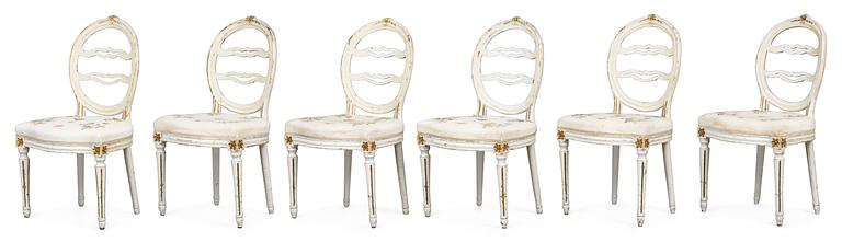 Six Gustavian chairs.