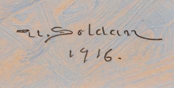 UUNO SOLDAN, olja på kartongskiva, signerad och daterad 1916.