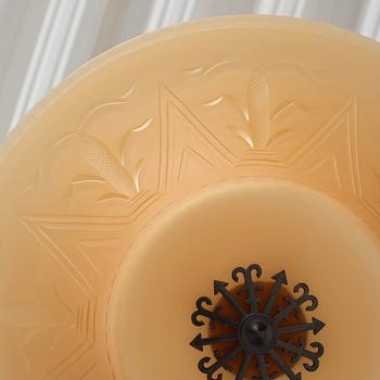 Edward Hald, & Erik Tidstrand, a ceiling lamp, Nordiska Kompaniet & Orrefors, executed ca 1926.