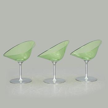 STOLAR, 3 st. "Eros", Philippe Stark för Kartell, märkta, sent 1900-tal.