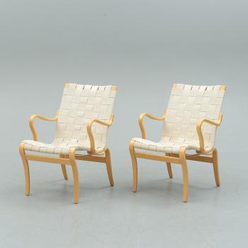 A pair of second half of the 20th century 'Mina' armchairs by Bruno Mathsson.