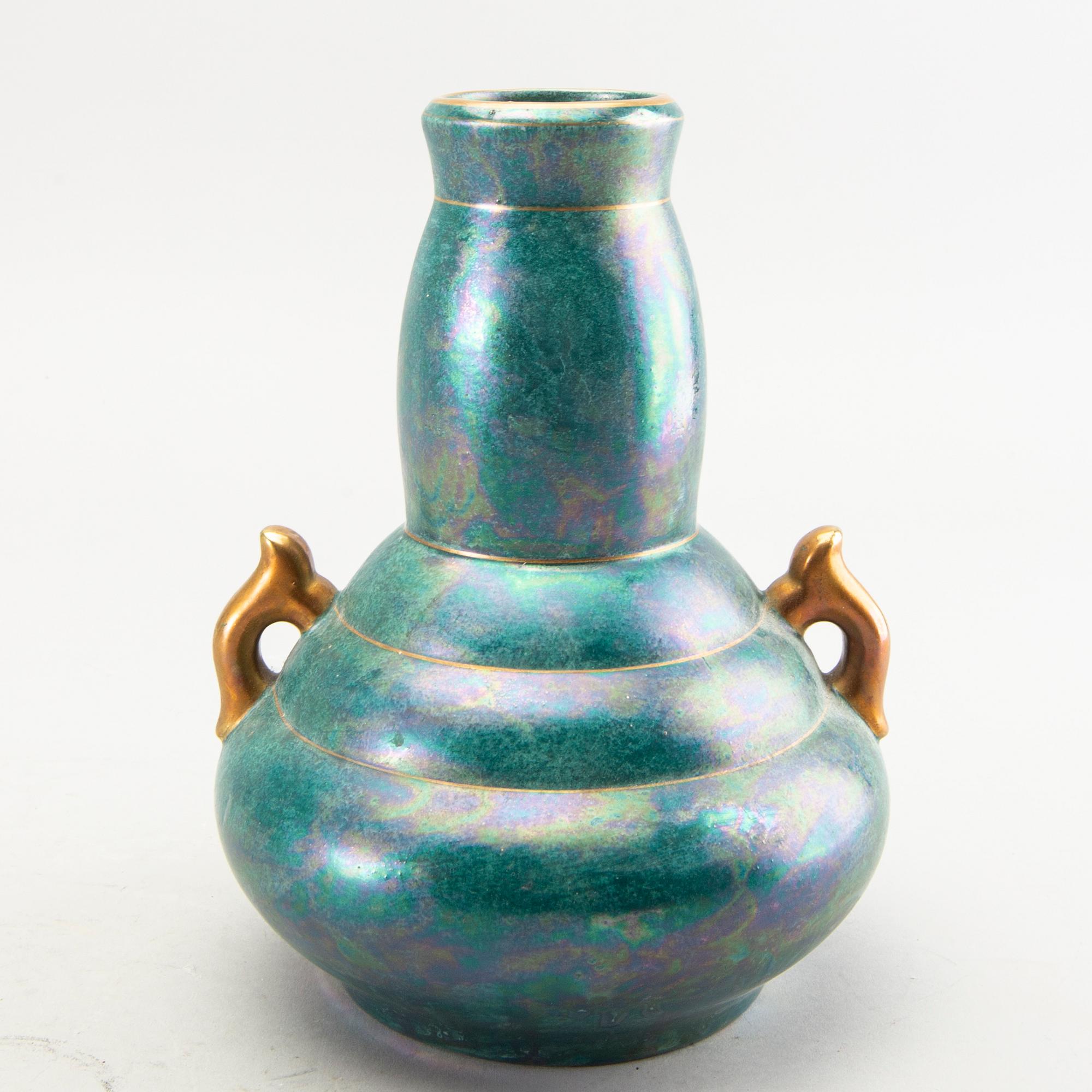 Josef Ekberg, vase and a bowl, signed, Gustavsberg, Sweden 1920's.