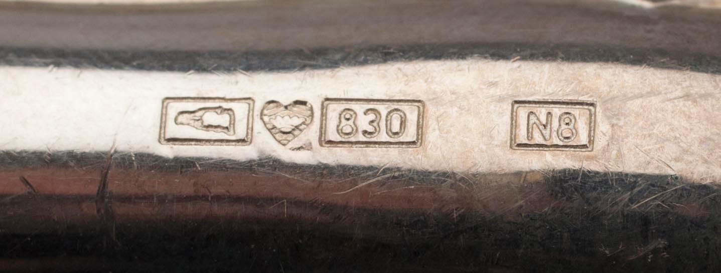 BESTICK, 32 delar, silver, "Chippendale", Auran Kultaseppä, Åbo 1990. Vikt tot. 1158,5 g.