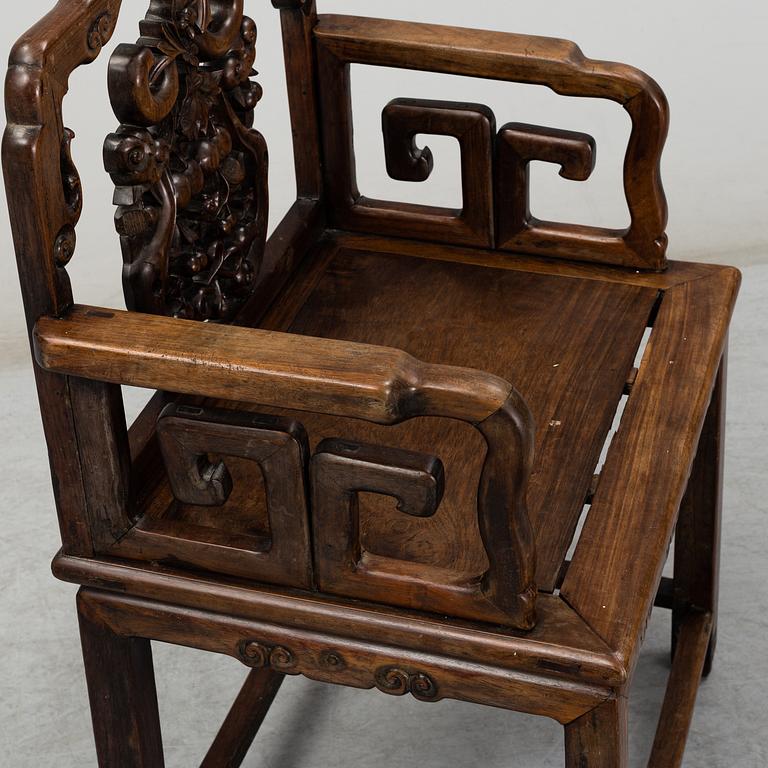 A Chinese hardwood chair, 20th Century.