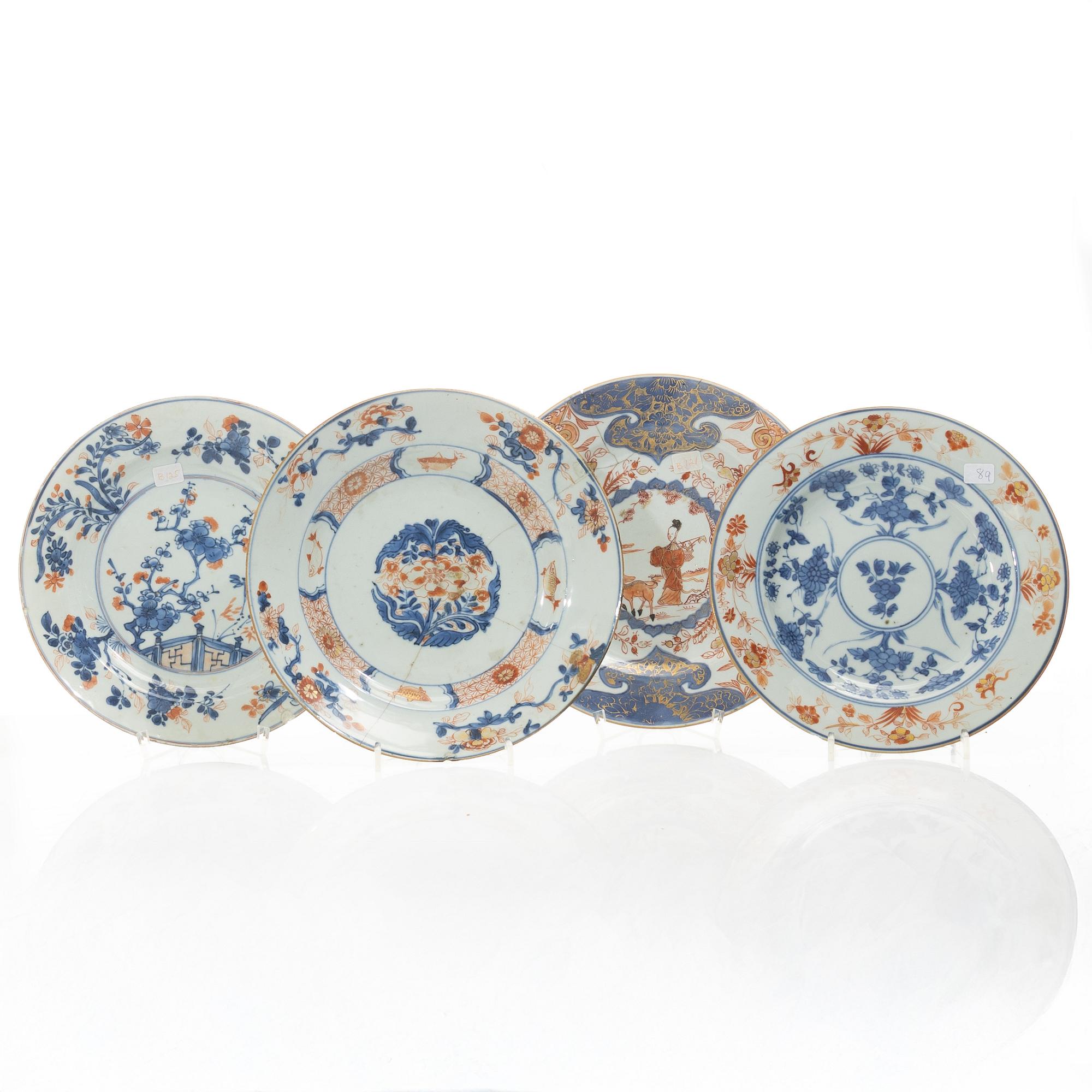 Tallrikar, fyra stycken, porslin, Kina, Qingdynastin, 1700-tal.