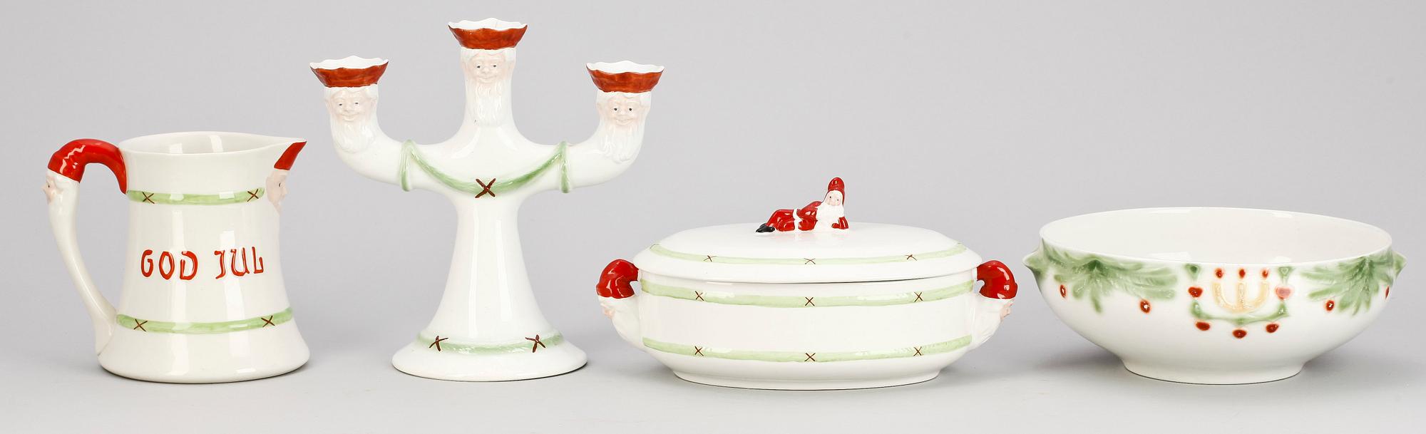 SERVISDELAR, julservisdelar, flintgods, 4 delar, Gustavsberg och Rörstrand, tid 1900-tal och 1900-talets mitt.