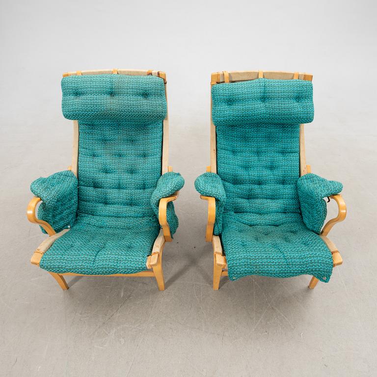 Bruno Mathsson, armchairs, 1 pair, "Pernilla", for Dux, late 20th century.