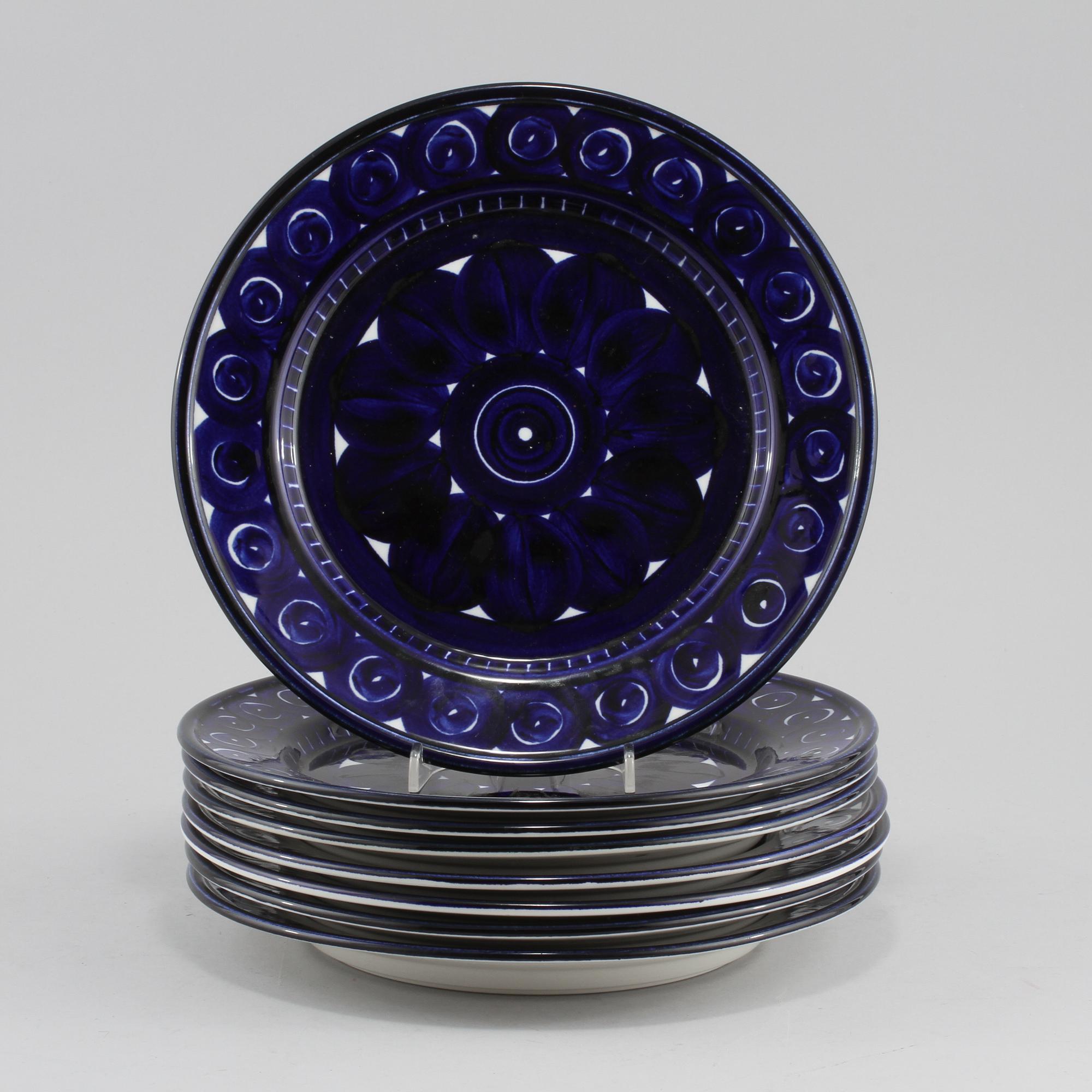 TALLRIKAR, 8 delar, porslin, "Valencia" Ulla Procopé, Arabia, Finland, 1900-talets andra hälft.