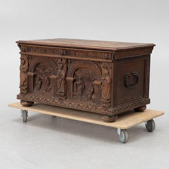 A Renaissance style cassone, 19th century with older parts.