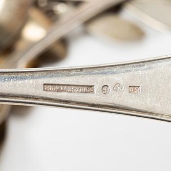 Sixteen silver spoons and seven teaspoons, Sweden, 19th and 20th century.