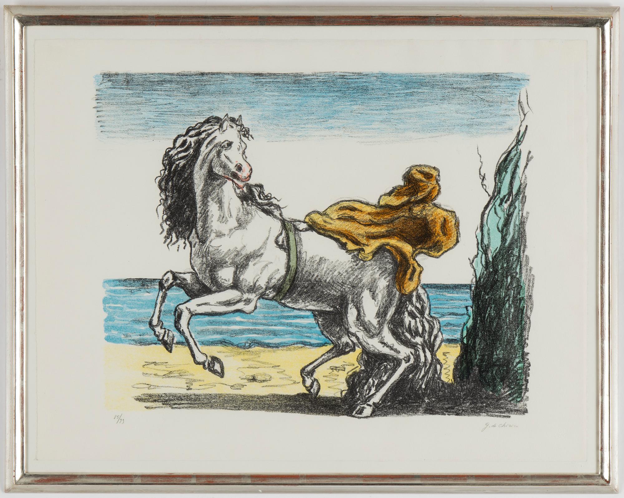 GIORGIO DE CHIRICO, lithograph in colours, signed G. de Chirico and numbered 85/99 with pencil. Executed in 1969.