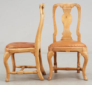 Four Swedish Rococo 18th century chairs.