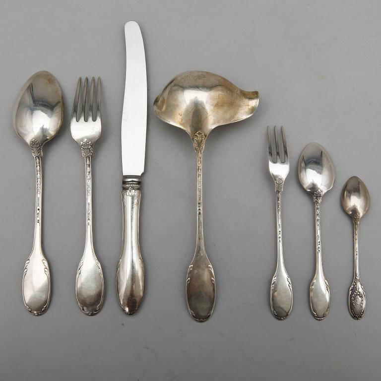 BESTICKSERVIS, ca 54 delar. Silver. WA Bolin Stockholm 1940-tal. Tot ca 2700 g.