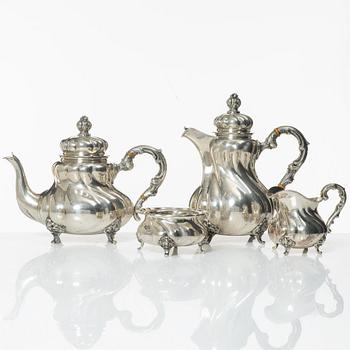A 4-piece silver coffee and tea service, marks of Schnauffer, Germany, first half of the 20th Century.