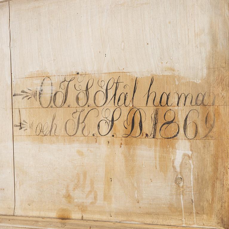 A writing cabinet, Värmland, dated 1862.