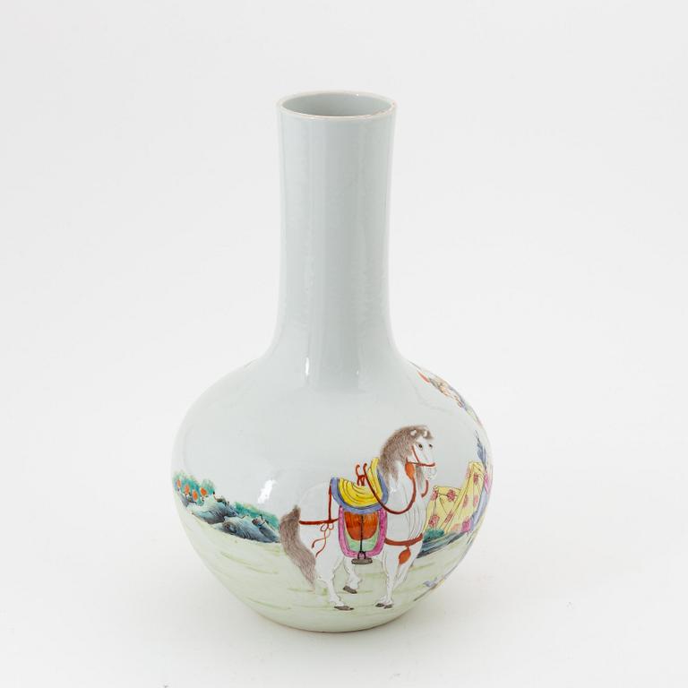 A famille rose vase, China, 20th Century with seal mark to base.