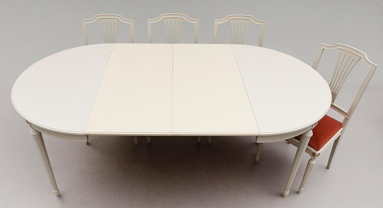 MATGRUPP, 5 delar, gustaviansk stil, 1900-talets andra hälft.