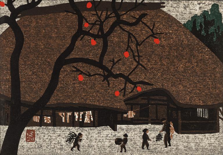 Kiyoshi Saito, färgträsnitt, signerad.