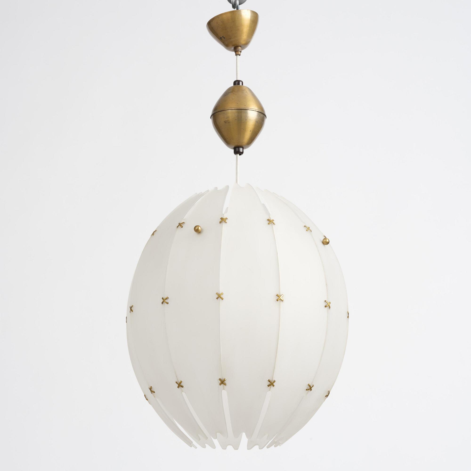 Hans Bergström, taklampa, modell "57", Swedish Modern, ateljé Lyktan, Åhus, 1950-tal.