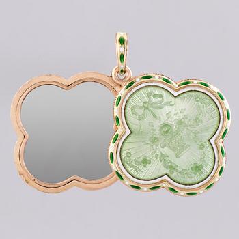 MEDALJONKI, Fabergé, emalia, 14K (56) kultaa. Pietari 1899-1908.