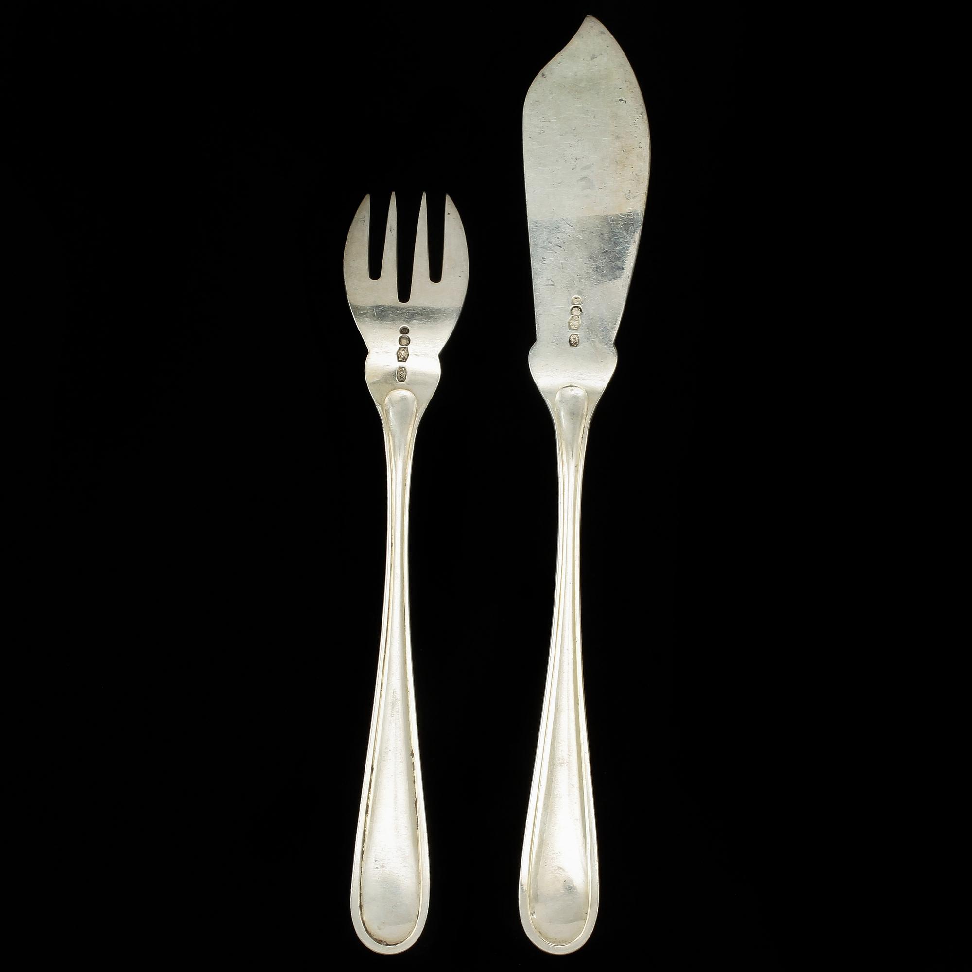 FISKBESTICK, 24 st, silver, mästarstämpel CVK, Holland, 1931. Vikt 1248 g.