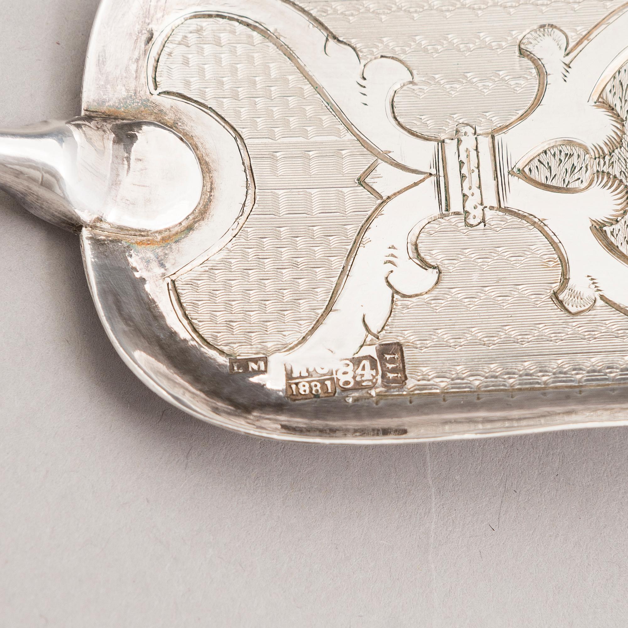 LEOPOLD MICHELSEN, A silver cake server and a knife and fork, Tallinn 1879-81.