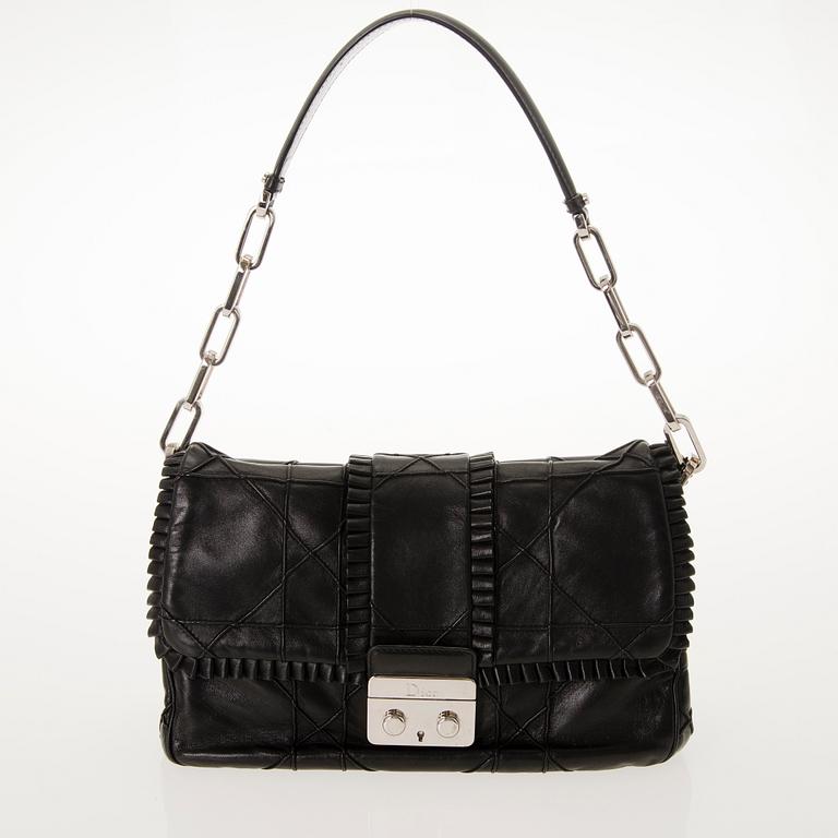 CHRISTIAN DIOR Quilted Ruffle Leather New Lock Flap Bag.