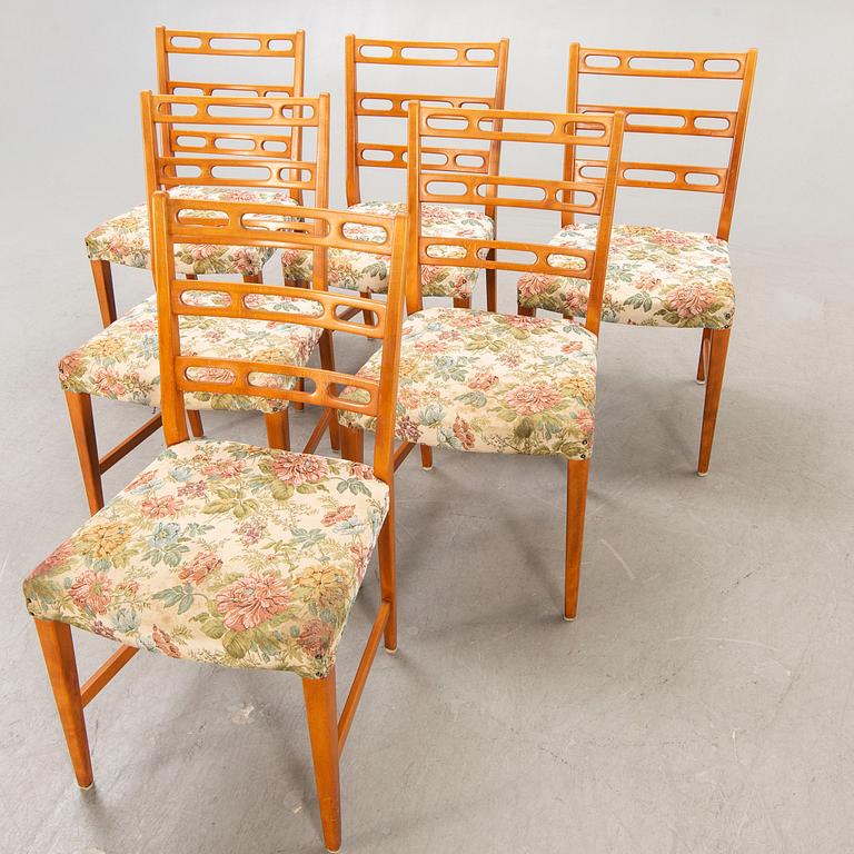 A set of six David Rosén birch chairs from the Futura series for Nordiska Kompaniet, designed in 1949.