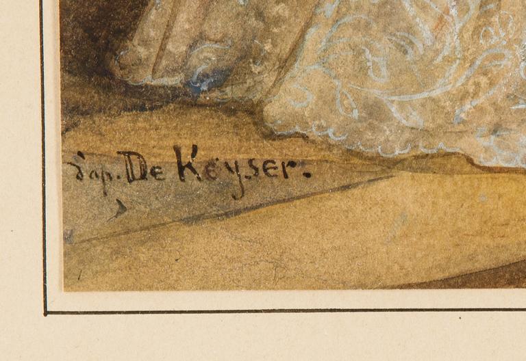 Nicaise de Keyser, watercolours, 2, signed.