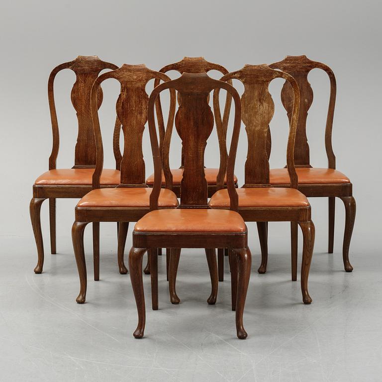 A set of six early 20th century  rococo-style chairs.