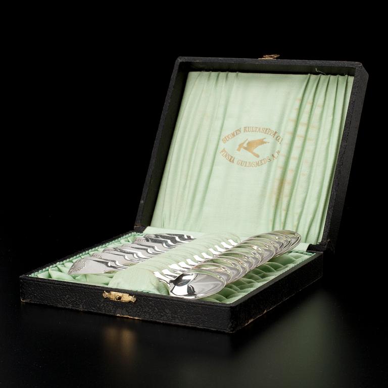 TESKEDAR, silver, Mussla-modell, Finska Guldsmeds AB, Åbo 1936. Vikt 130 g.