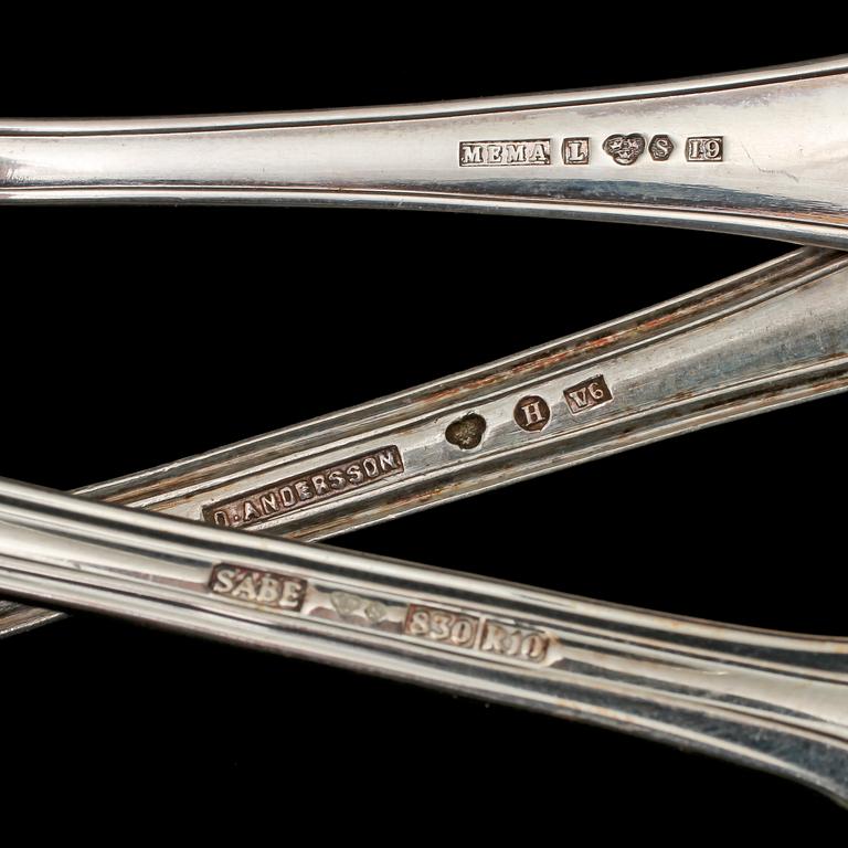 PARTI BESTICK, 16 delar, silver, 1800/1900-tal. Vikt 665 g.