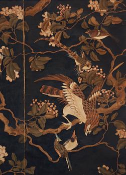 A Chinese wall paper, gouache on paper, Qing dynasty (1644-1912).