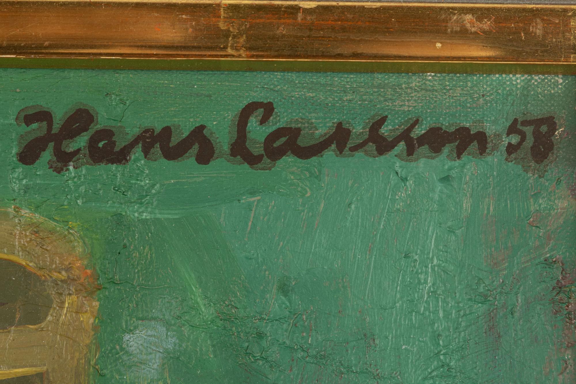 Hans Larsson, Stilleben med fiskar, citron och kanna.