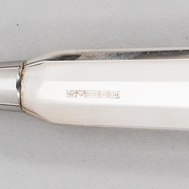 Pekka Piekäinen, Serving cutlery, 7 pcs, silver and stainless steel.