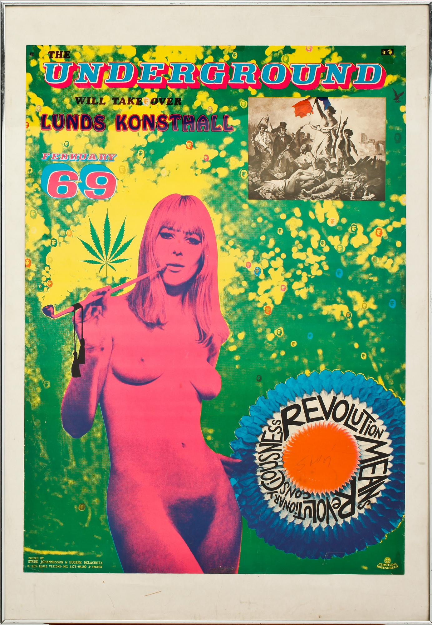 STURE JOHANNESSON, färgserigrafi, Lunds Konsthall, 1968, sign.