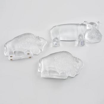 FIGURINER, 3 st, glas, Lisa Larson, Royal Krona, 1900-talets fjärde kvartal.