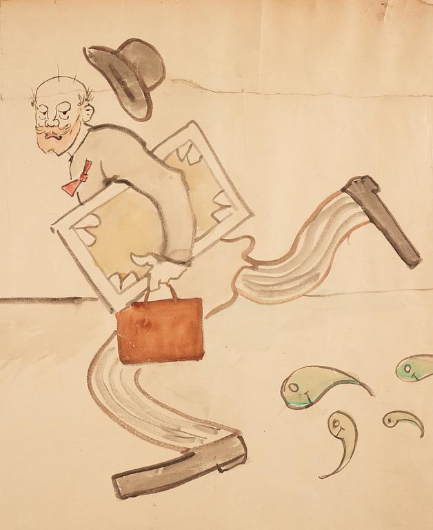 Carl Larsson, utförd 1884. Akvarell och kol på papper uppklistrad på duk.