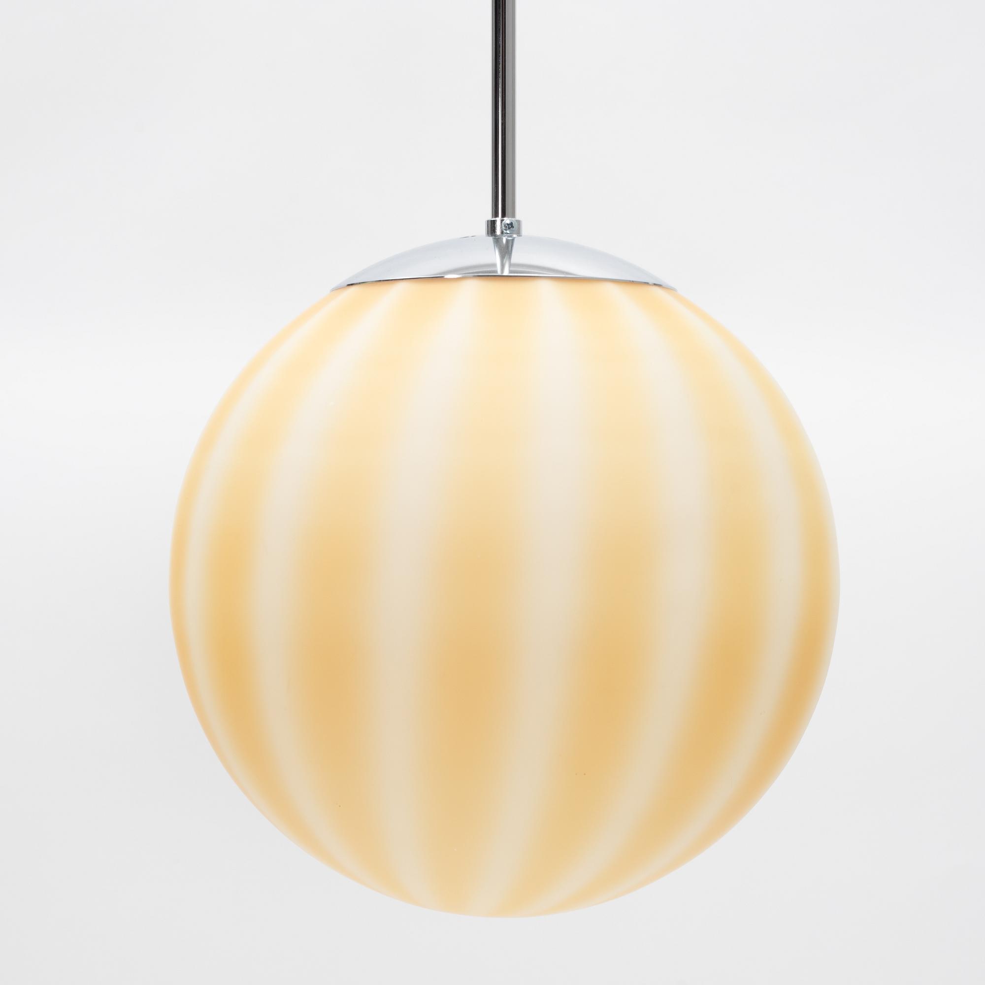 A chrome and glass ceiling lamp, 1930's/contemporary.
