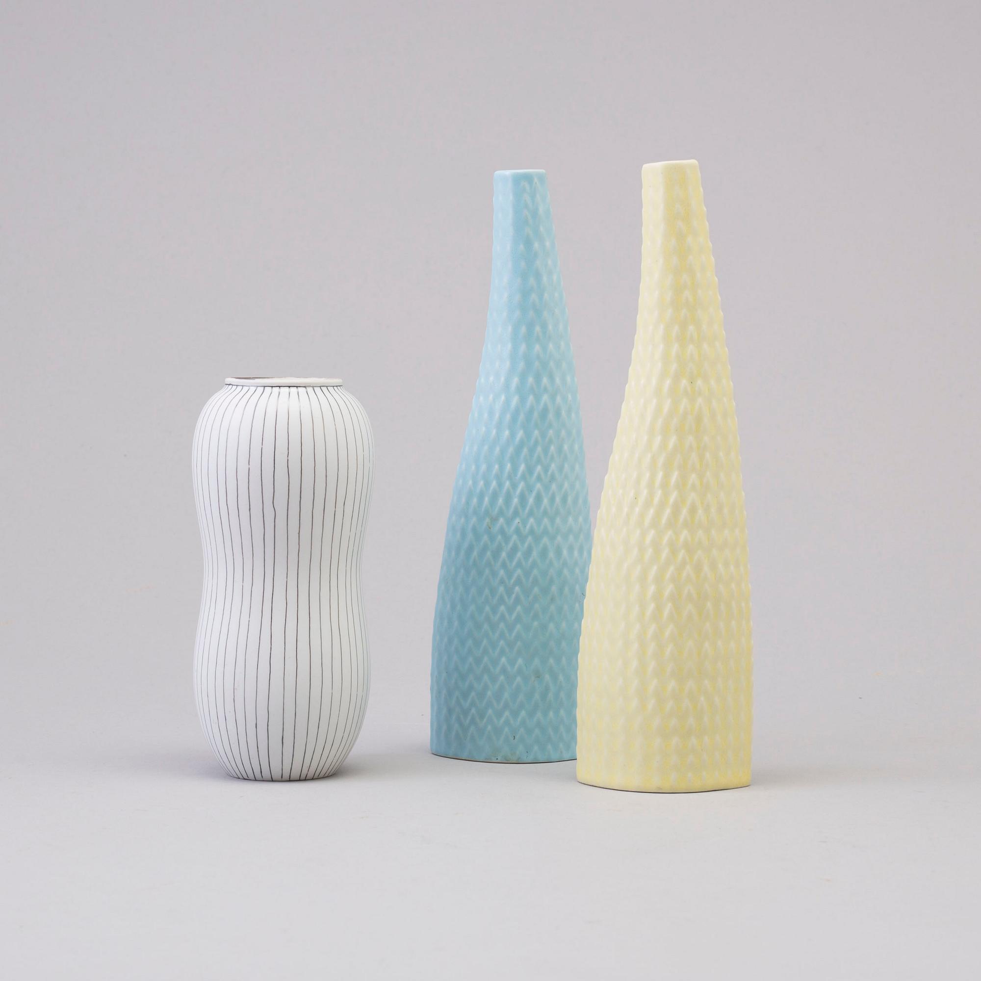 STIG LINDBERG, three stoneware vases from Gustavsberg.