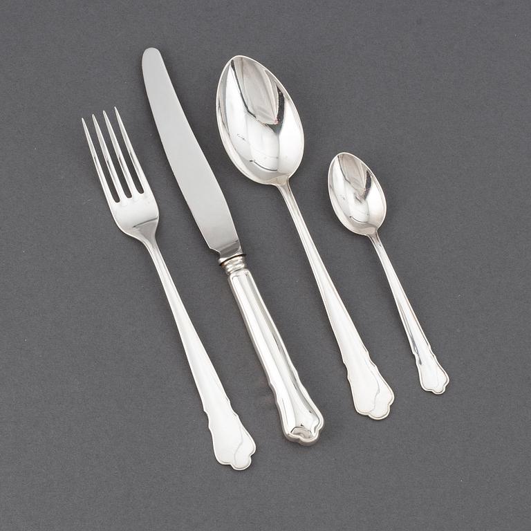 A 48-piece set of "Chippendale" silver flatware, GAB, Stockholm, 1960s-1990s.