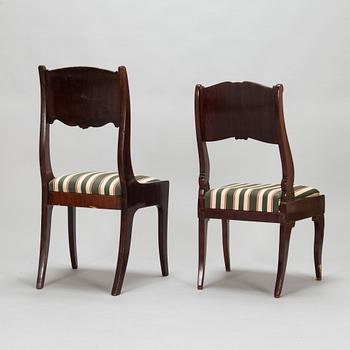 Seven mahogany veneered Empire style chairs, Russia / the Baltics, mid 19th century.