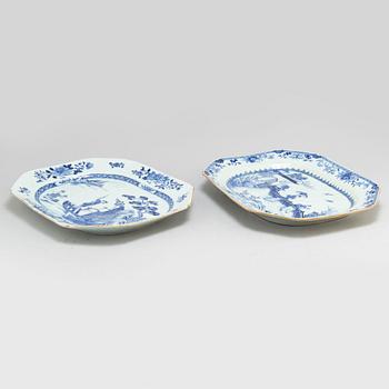 Two blue and white serving dishes, Qing dynasty, Qianlong (1736-95).
