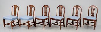 STOLAR, 4 + 2 st, Hepplewhite, England, 1800-tal.