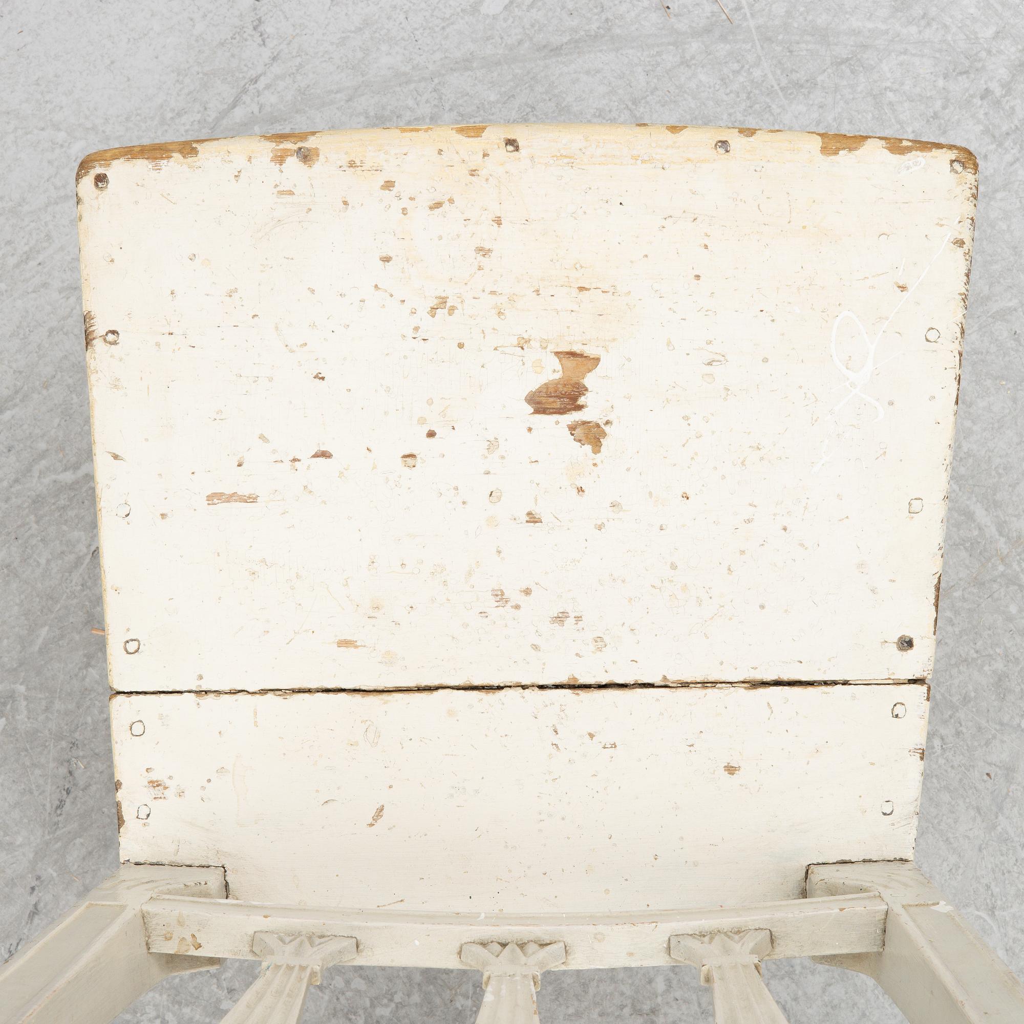 Two similar late Gustavian chairs, Sweden, around 1800.