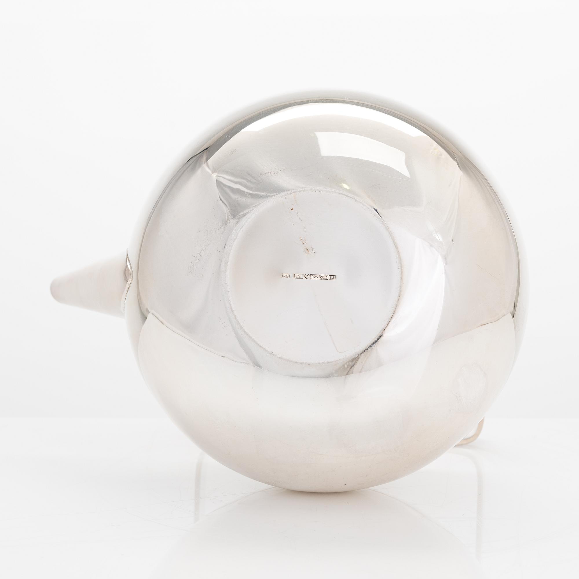 Pekka Piekäinen, a three piece silver coffee set for J.A. Tarkiainen, Helsinki 1988 and 1985.