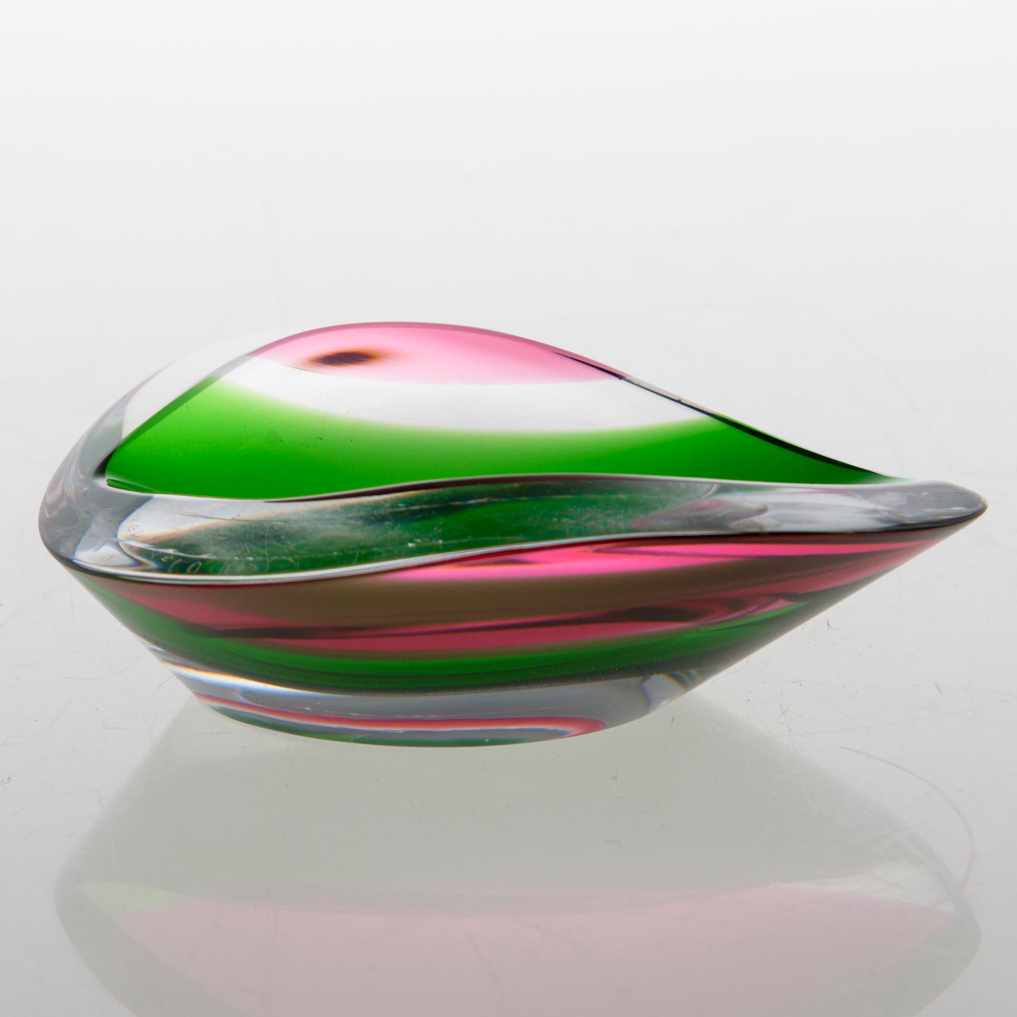 AIMO OKKOLIN, skål, signerad Aimo Okkolin, Riihimäen Lasi Oy.