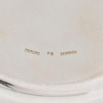 A pair of Danish sterling silver decanter coasters, maker's mark FB.